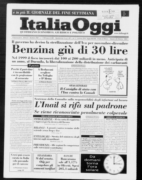 Italia oggi : quotidiano di economia finanza e politica